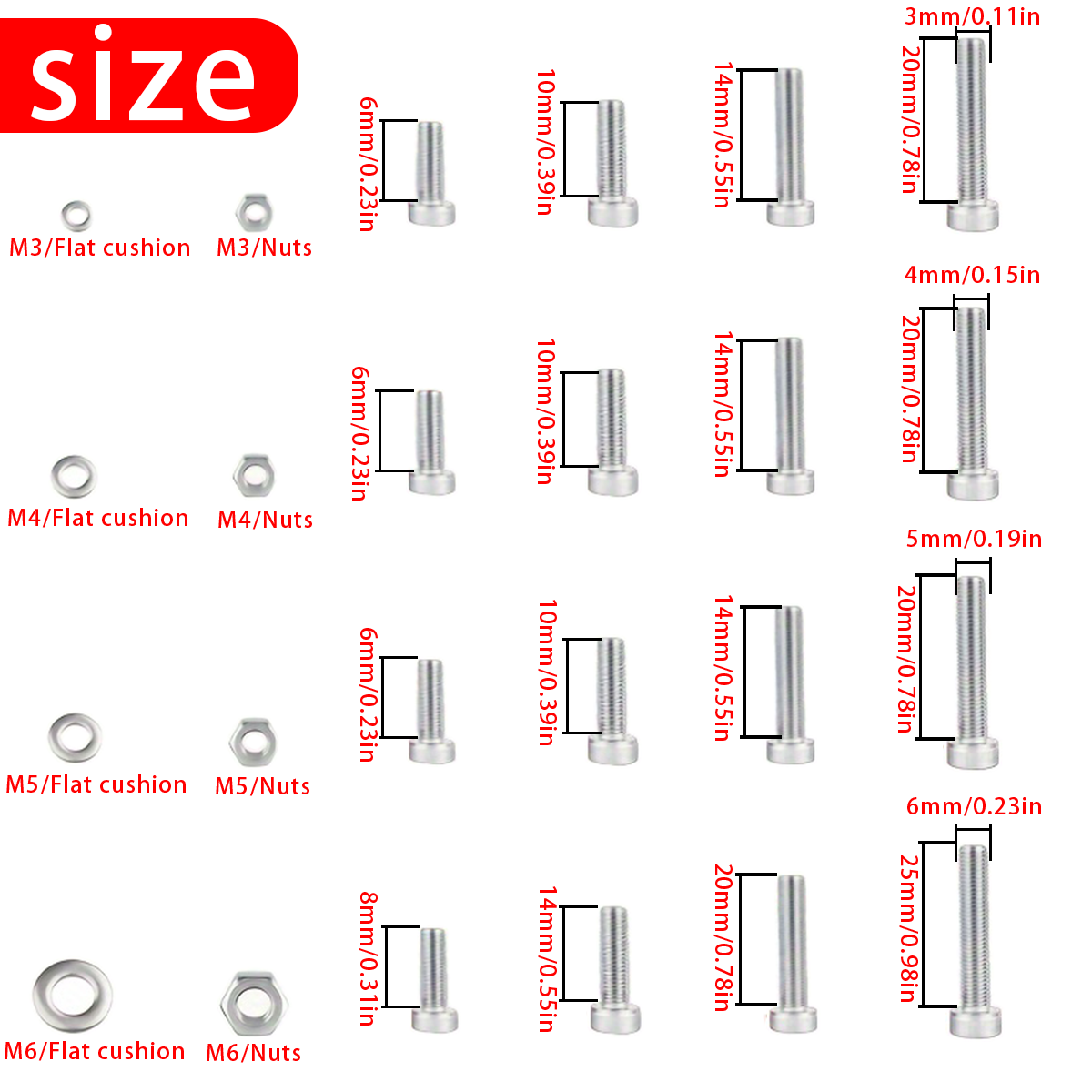670 PCS Stainless Steel Hexago - огляд і ціна Nuts Mix