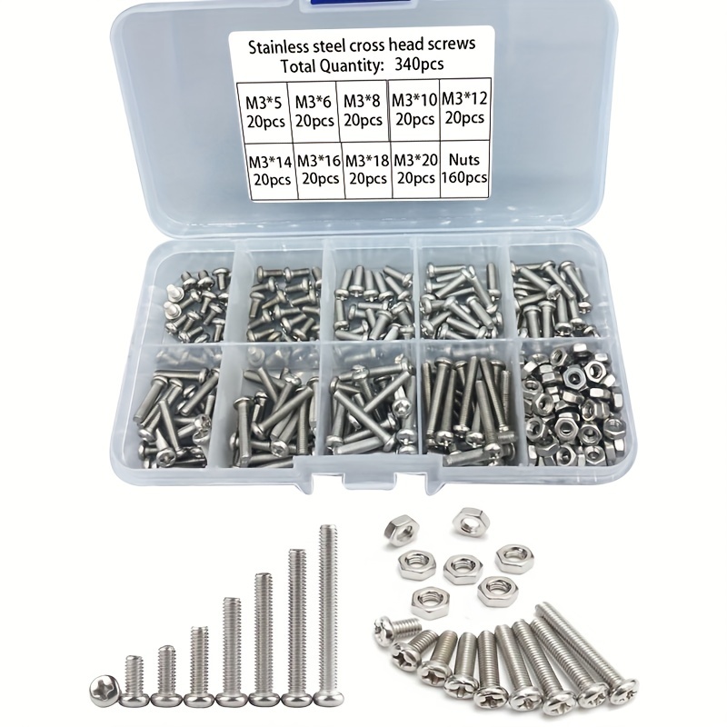 340pcs M3 Stainless Steel Phil - огляд і ціна Nuts Mix