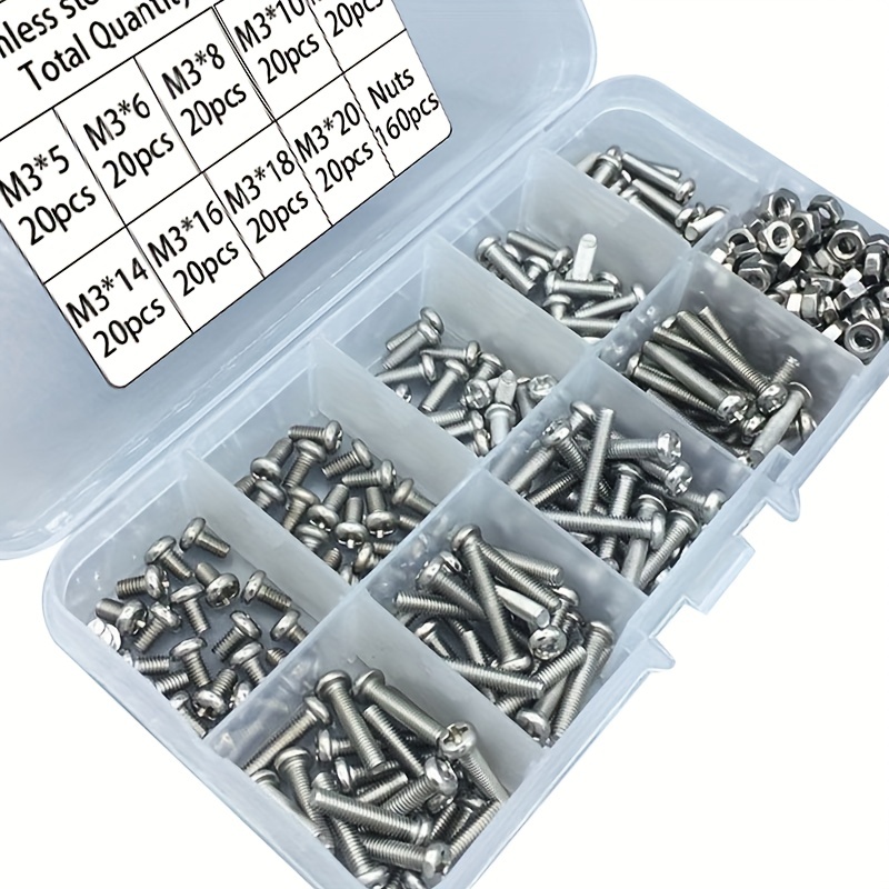 340pcs M3 Stainless Steel Phil - огляд і ціна Nuts Mix
