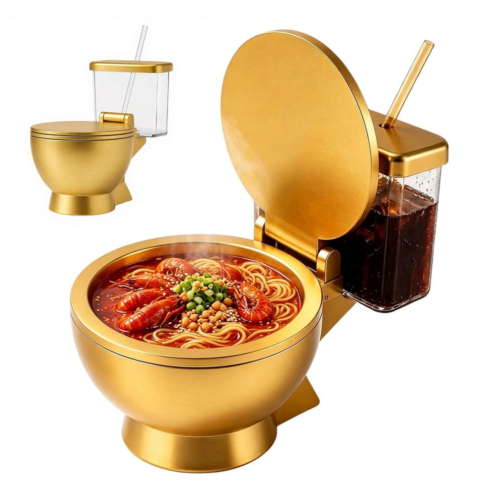 Toilet Shaped Ramen Bowl Set,  - огляд і ціна Food Snacks Drinks