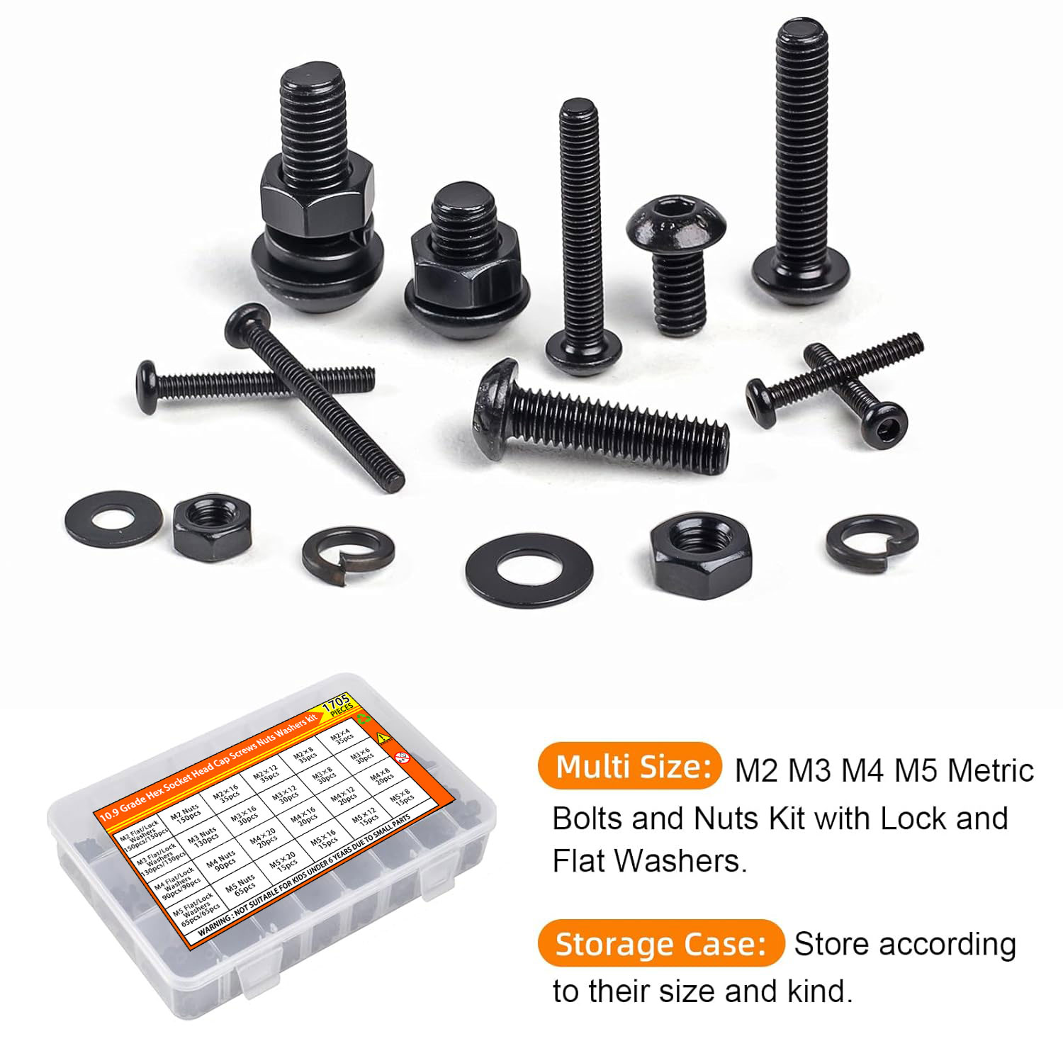 1705PCS Hex Button Head Screw  - огляд і ціна Nuts Mix